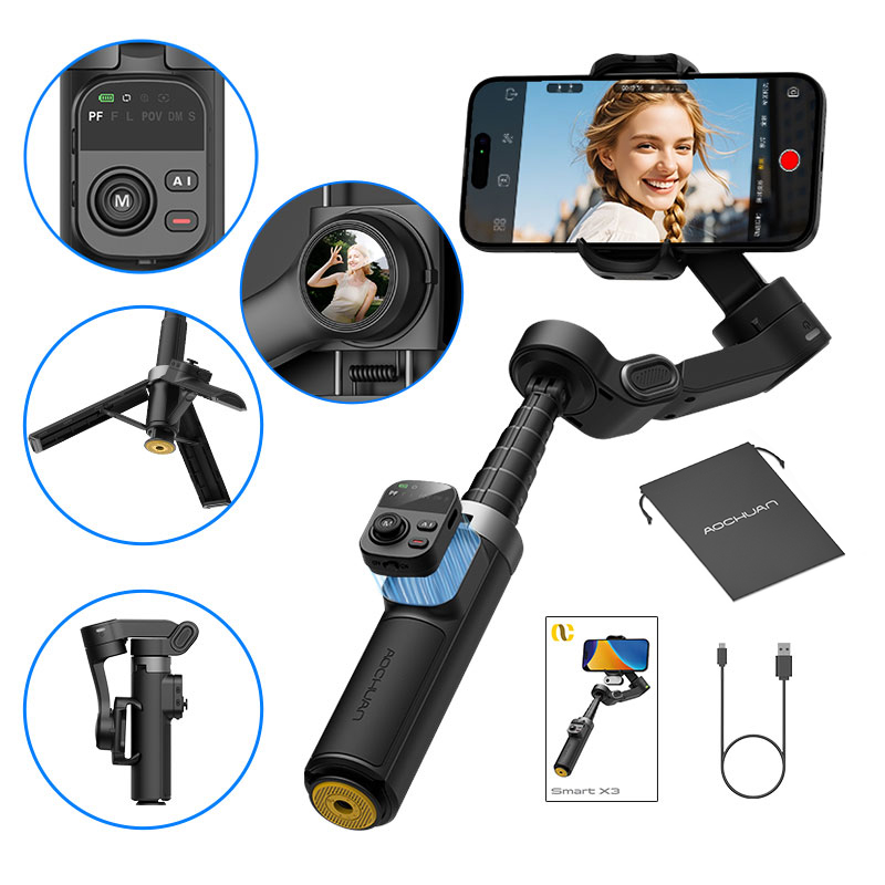 Gimbal Stabilizer For Phone 3 Axis - AOCHUAN Smart X3 360 ° Stabilizer