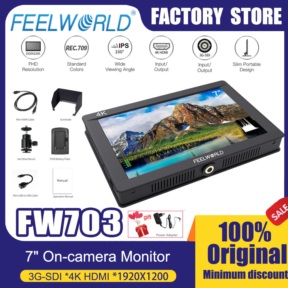 Camera Monitor 7 Inch Hdmi 4K - FEELWORLD Monitor Kamera 7 inci FW703