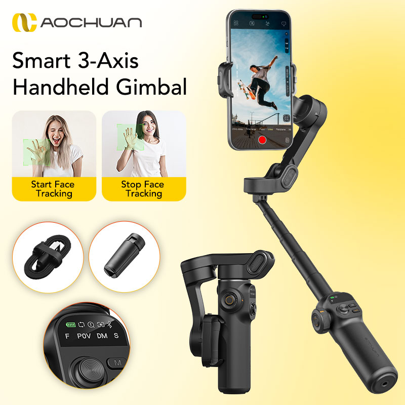 Gimbal Stabilizer For Phone 3 Axis - AOCHUAN Smart X2 Hitam Gimbal Stabilizer