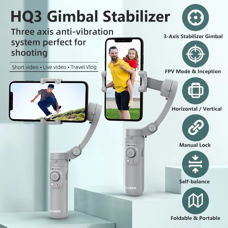 Gimbal Stabilizer For Phone 3 Axis - AXNEN Gimbal 3-Axis Genggam dengan Tripod,