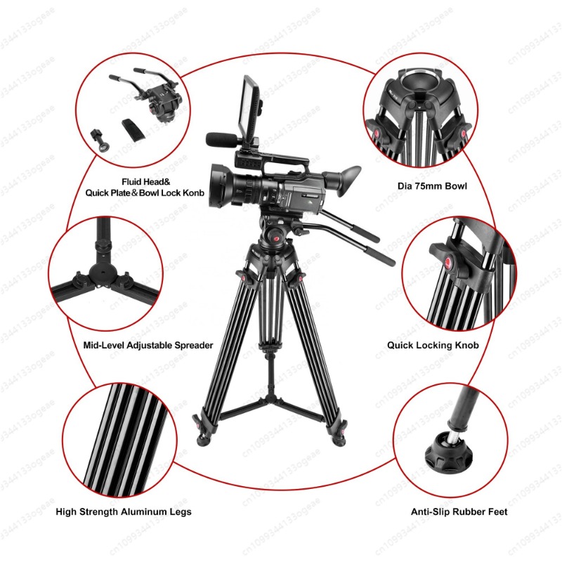 Video Tripod Fluid Head 75Mm - Tripod Video Heavy Duty dengan Kepala