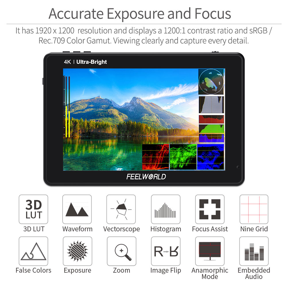 FEELWORLD Monitor AC kamera DS - Camera Monitor 7 Inch Hdmi 4K ulasan dan harga