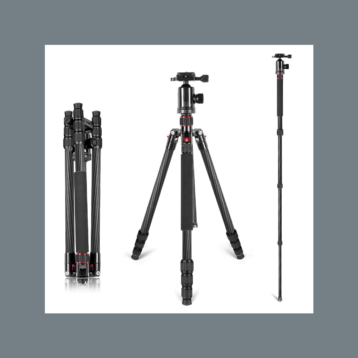 NEEWER Tripod Monopod Serat Ka - Video Head Tripod Carbon Fiber ulasan dan harga