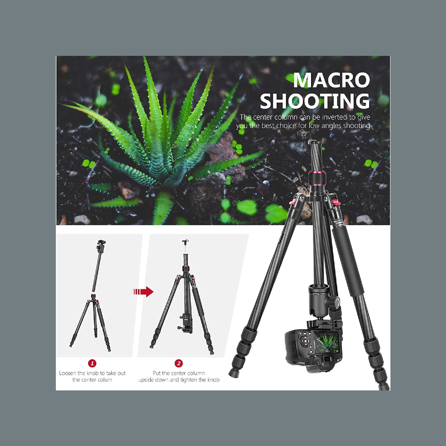 NEEWER Tripod Monopod Serat Ka - Video Head Tripod Carbon Fiber ulasan dan harga