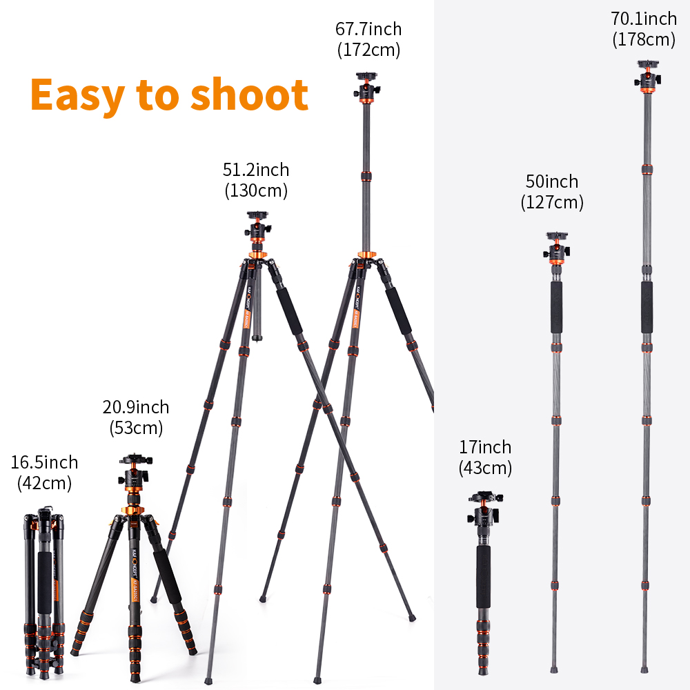 Tripod Kamera Serat Karbon K&F - Video Head Tripod Carbon Fiber ulasan dan harga