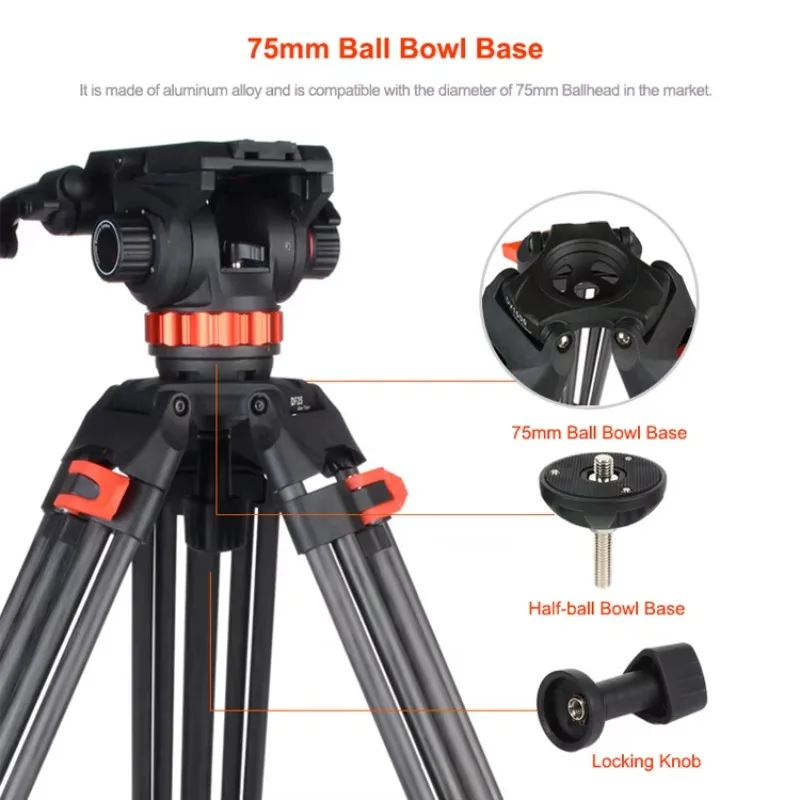 Basis Ball Head 75MM Profesion - Video Tripod Fluid Head 75Mm ulasan dan harga