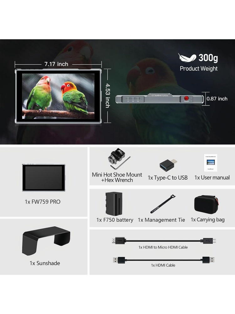 FEELWORLD FW759 PRO Monitor Ka - Camera Monitor 7 Inch Hdmi 4K ulasan dan harga
