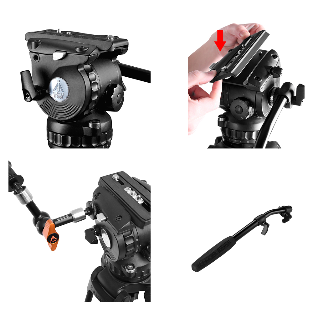 E-IMAGE GH06+761AT Tripod Vide - Video Tripod Fluid Head 75Mm ulasan dan harga