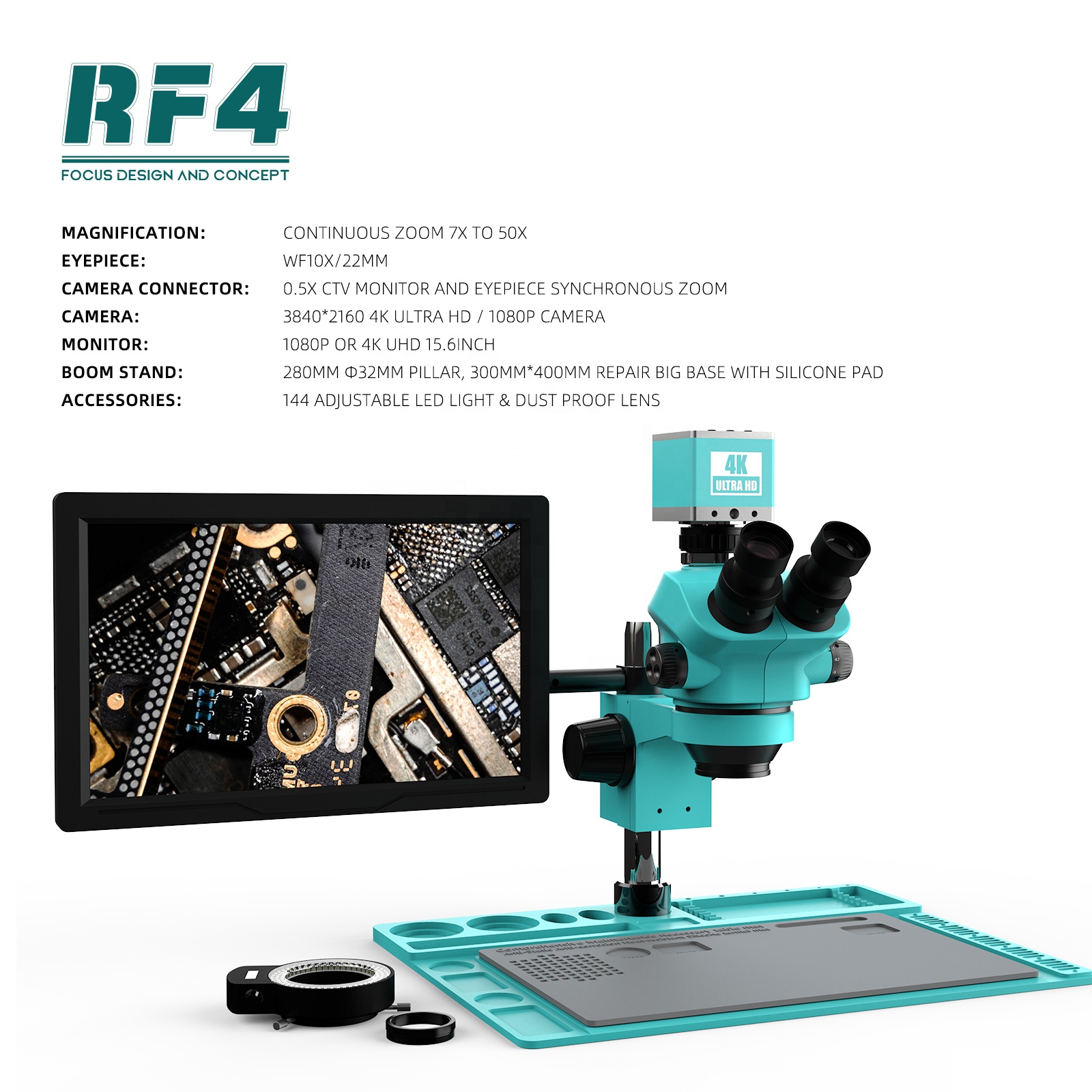 RF4 7-50X Trinocular Stereo 4K - Camera Monitor 7 Inch Hdmi 4K ulasan dan harga