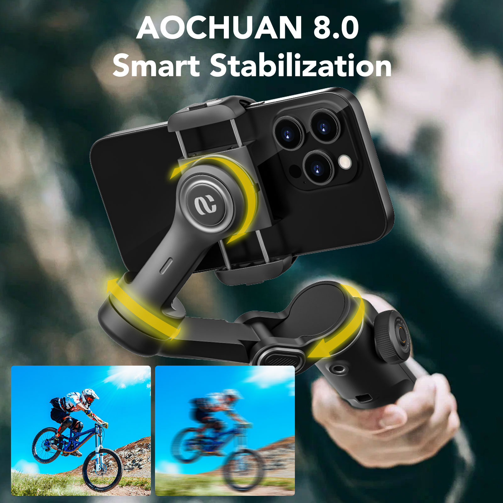 AOCHUAN Smart X2 Hitam Gimbal  - Gimbal Stabilizer For Phone 3 Axis ulasan dan harga