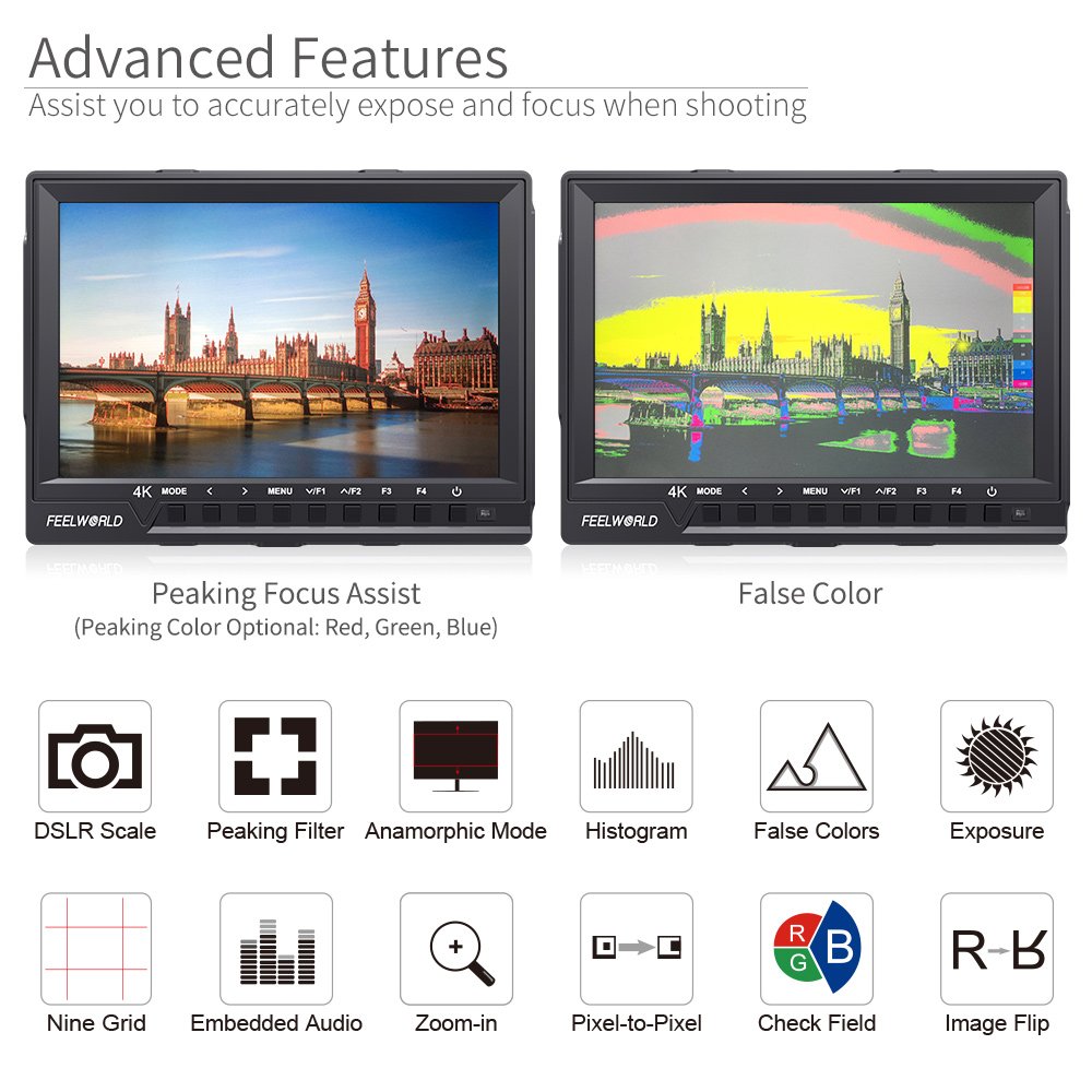 Feelworld FW760 7 Inch IPS Ful - Camera Monitor 7 Inch Hdmi 4K ulasan dan harga