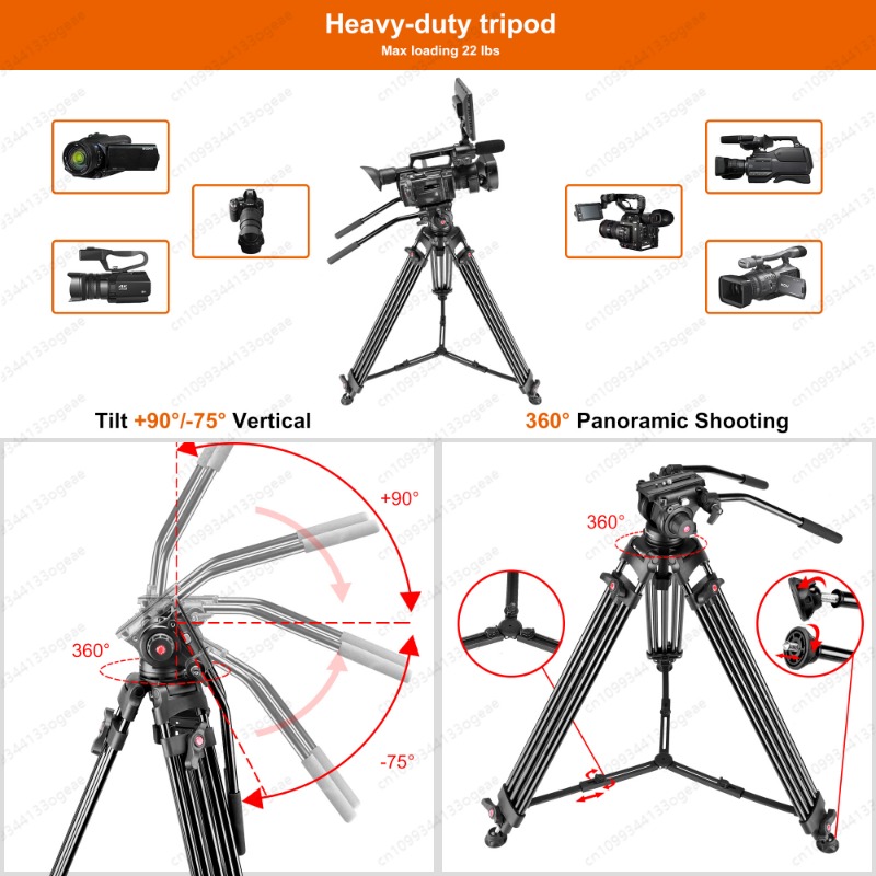 Tripod Video Heavy Duty dengan - Video Tripod Fluid Head 75Mm ulasan dan harga