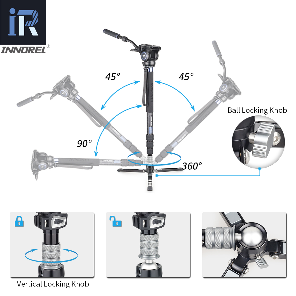 INNOREL VM75CK 10 Lapisan Sera - Video Head Tripod Carbon Fiber ulasan dan harga