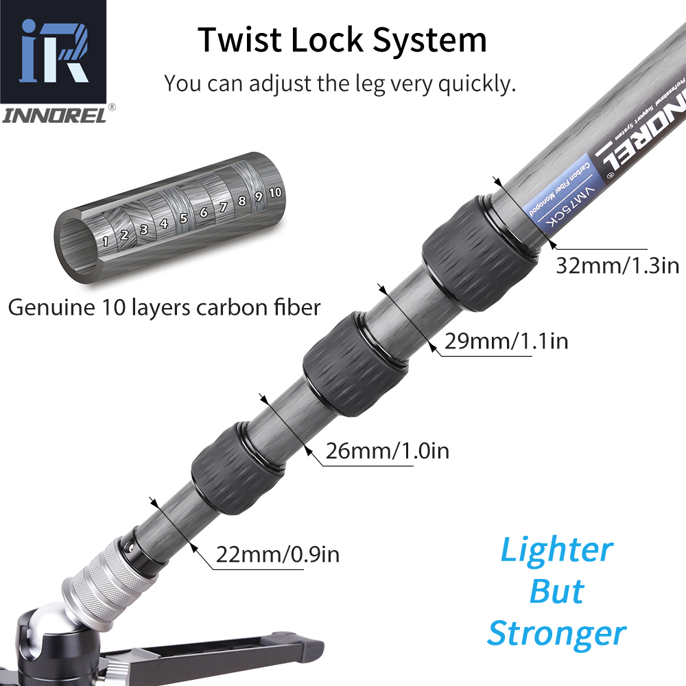 INNOREL VM75CK 10 Lapisan Sera - Video Head Tripod Carbon Fiber ulasan dan harga