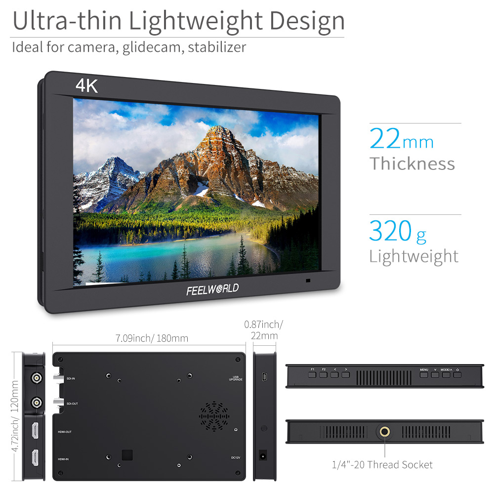 Feelworld FW703 Monitor 7 Inci - Camera Monitor 7 Inch Hdmi 4K ulasan dan harga